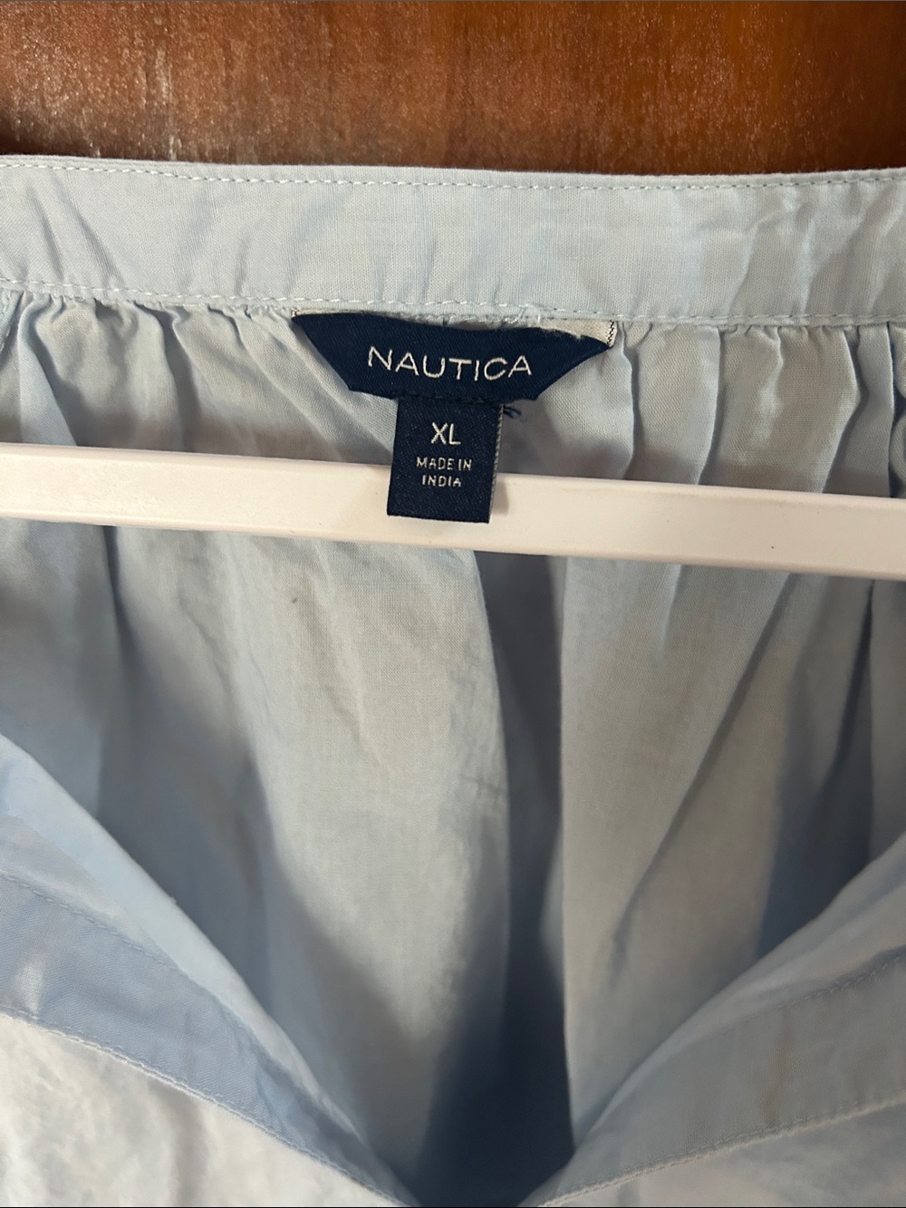 Nautica Pale Blue Embroidered Peasant Top with tassels - Picture 2 of 5